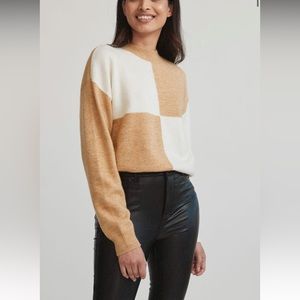 RW&CO Spongy Graphic Square Pattern Crew-Neck Pullover Sweater